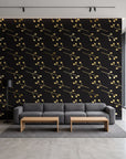 Stone Garden Noir sprig wallpaper in a contemporary commercial office lobby