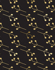 Stone Garden Noir sprig wallpaper in black and gold