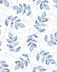 Verdant Scatter Navy tossed leaf wallpaper in navy and powder