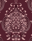 Vintage Eden Oxblood damask wallpaper in oxblood and blush