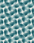 Wild Palm Lagoon palm wallpaper in teal and pearl
