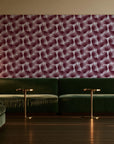 Wild Palm Oxblood palm wallpaper in an intimate luxury cocktail lounge