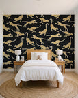 Wild Stride Noir cheetah wallpaper in a bright, cheerful child's bedroom