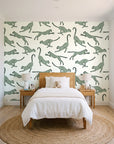 Wild Stride Sage cheetah wallpaper in a bright, cheerful child's bedroom