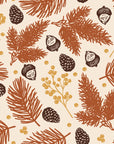 Winter Forage Terracotta pine bough and berry wallpaper in terracotta and sand