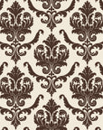 Woodland Blossom Veil Espresso damask wallpaper in espresso and cream