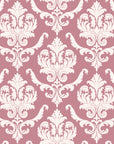 Woodland Blossom Veil Rose damask wallpaper in rose and blush