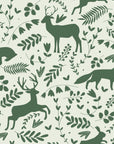 Woodland Hush Sage woodland animal wallpaper in sage and cream
