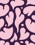 Woven Whisper Aubergine abstract heart wallpaper in aubergine and blush