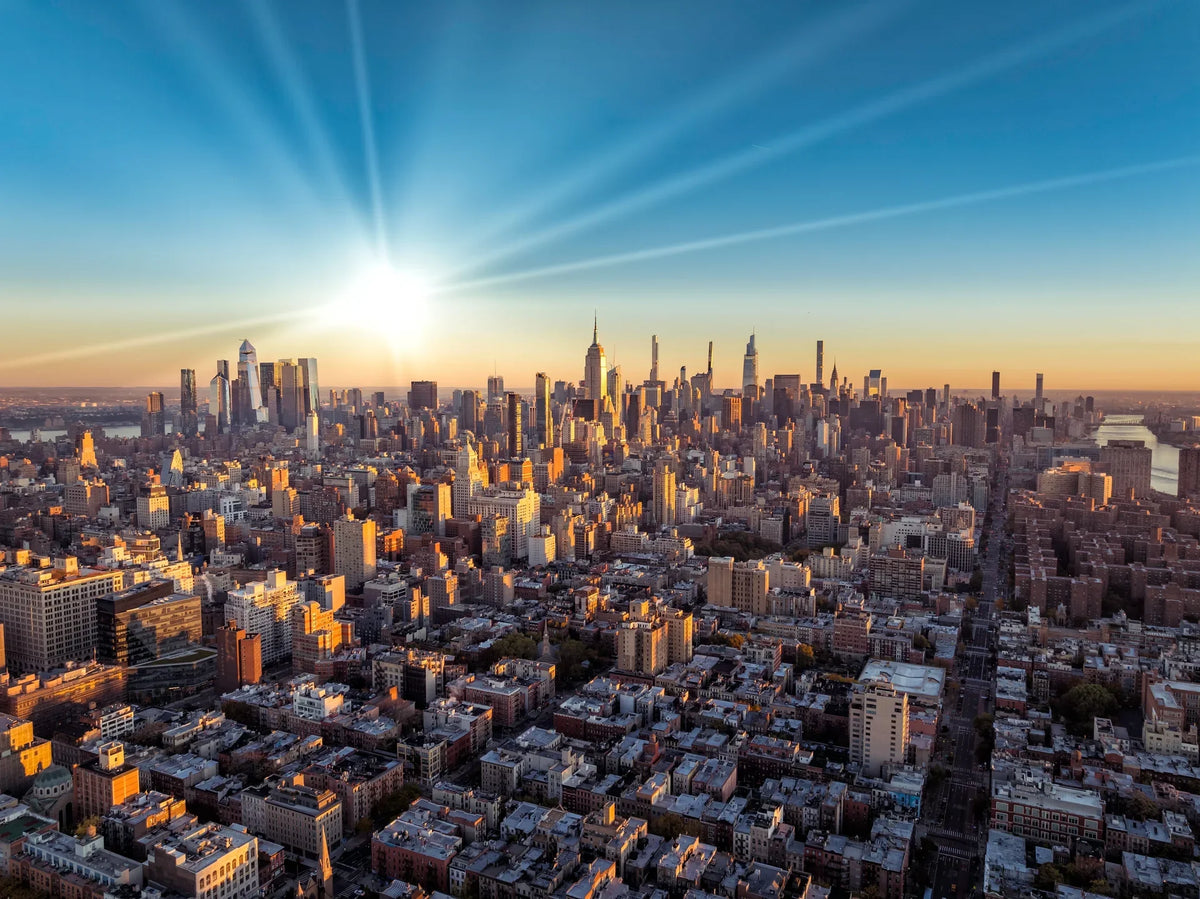 City Ablaze golden hour New York cityscape — wall mural for bedrooms