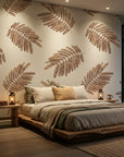 Acacia Scatter dainty leaf wallpaper adding character to a cozy bedroom