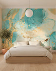 Aegean Marble serene turquoise gold marble in a warm and inviting living room
