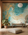 Aegean Marble serene turquoise gold marble creating ambiance in a serene bathroom
