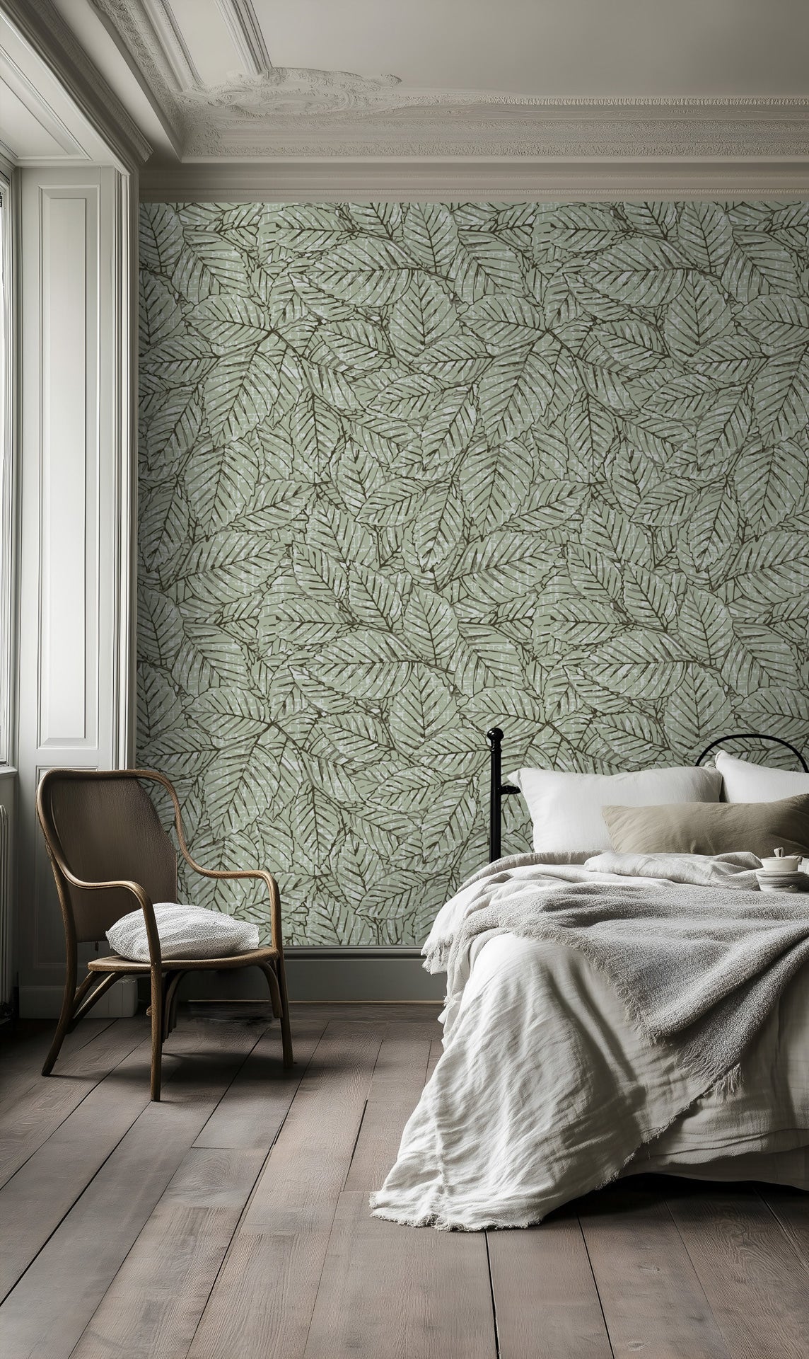 Clean and minimalist green leaf sprigs for a refreshing, open feel.