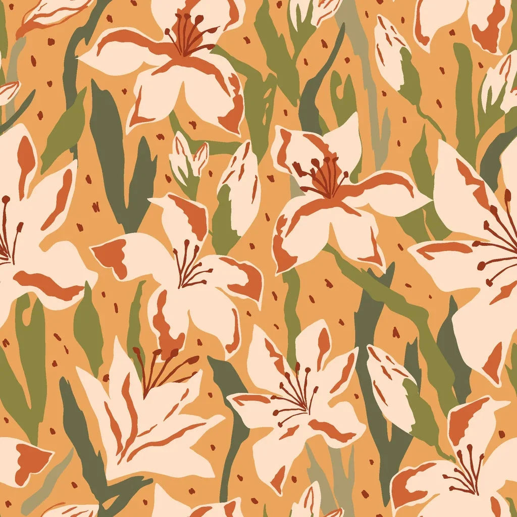 Amber Bloom autumnal floral wallpaper