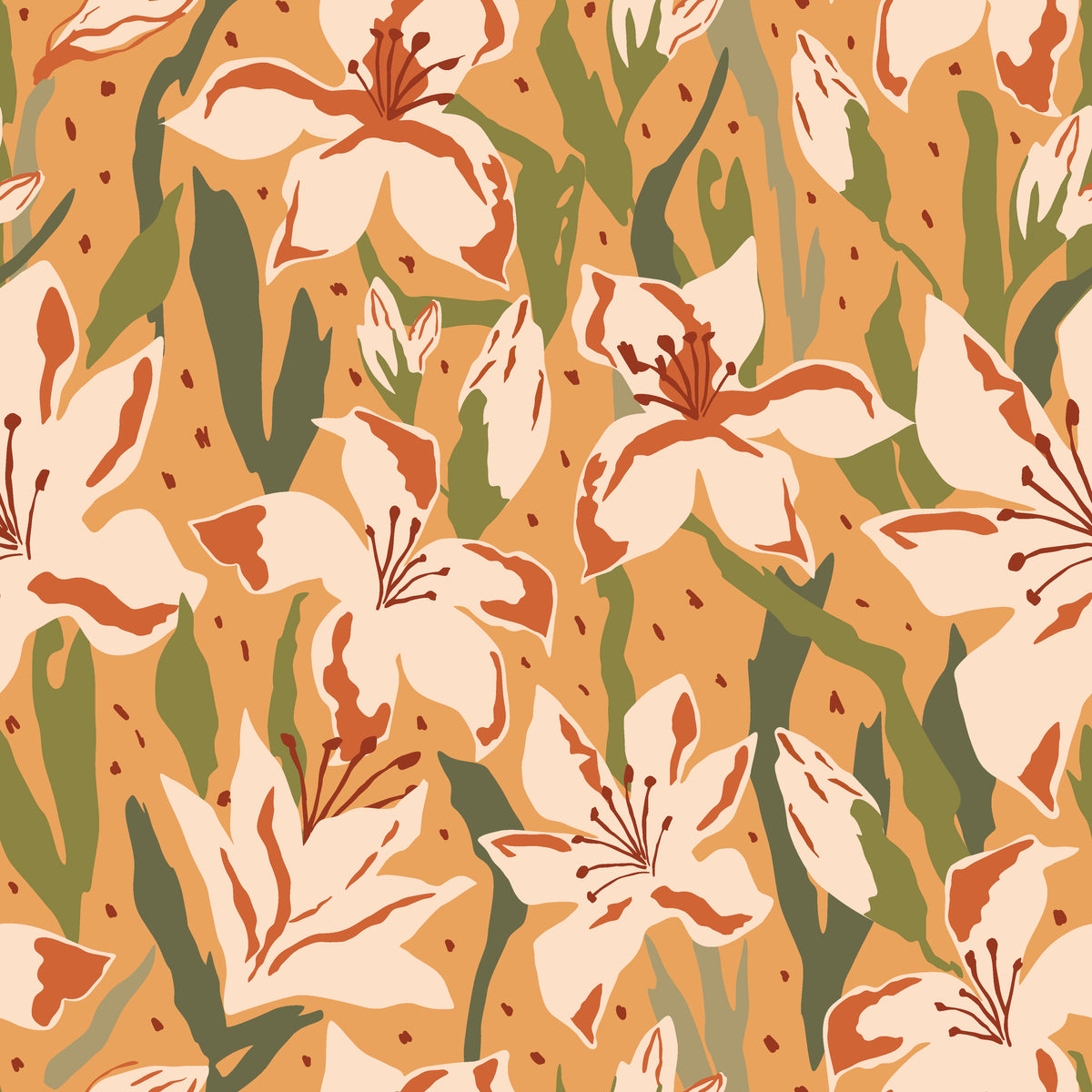 Amber Bloom autumnal floral wallpaper