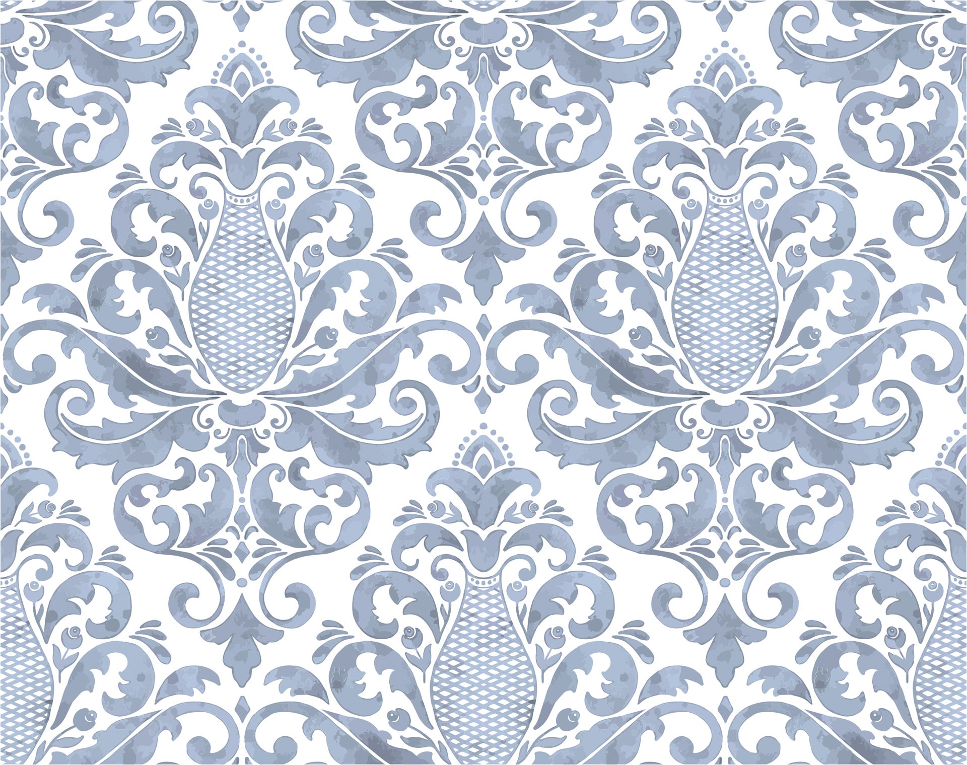 Decorative pattern with blue and white elements on a white background wallpaper