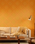 Smooth orange and yellow geometric chevron peel and stick wallpaper - Amber Chevron