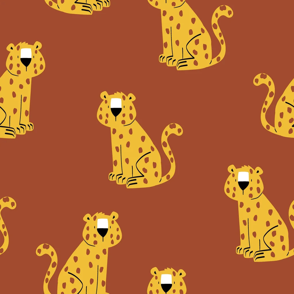 Amber Glimmer Terracotta Leopard Print Wallpaper