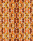 Amber Ikat retro geometric peel and stick wallpaper creating ambiance in a serene bathroom