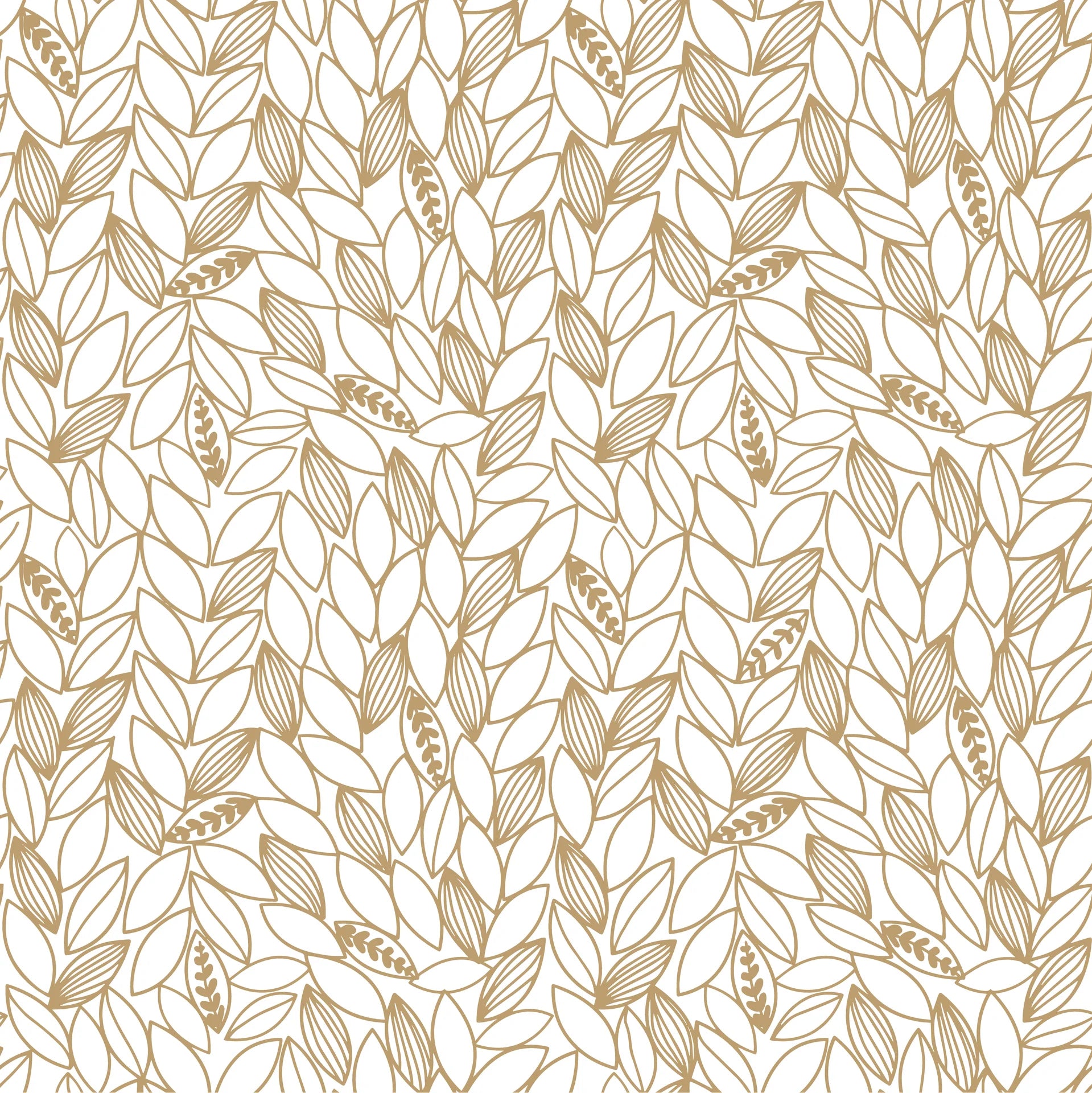 Amber Leaf gold botanical wallpaper creating ambiance in a serene bathroom