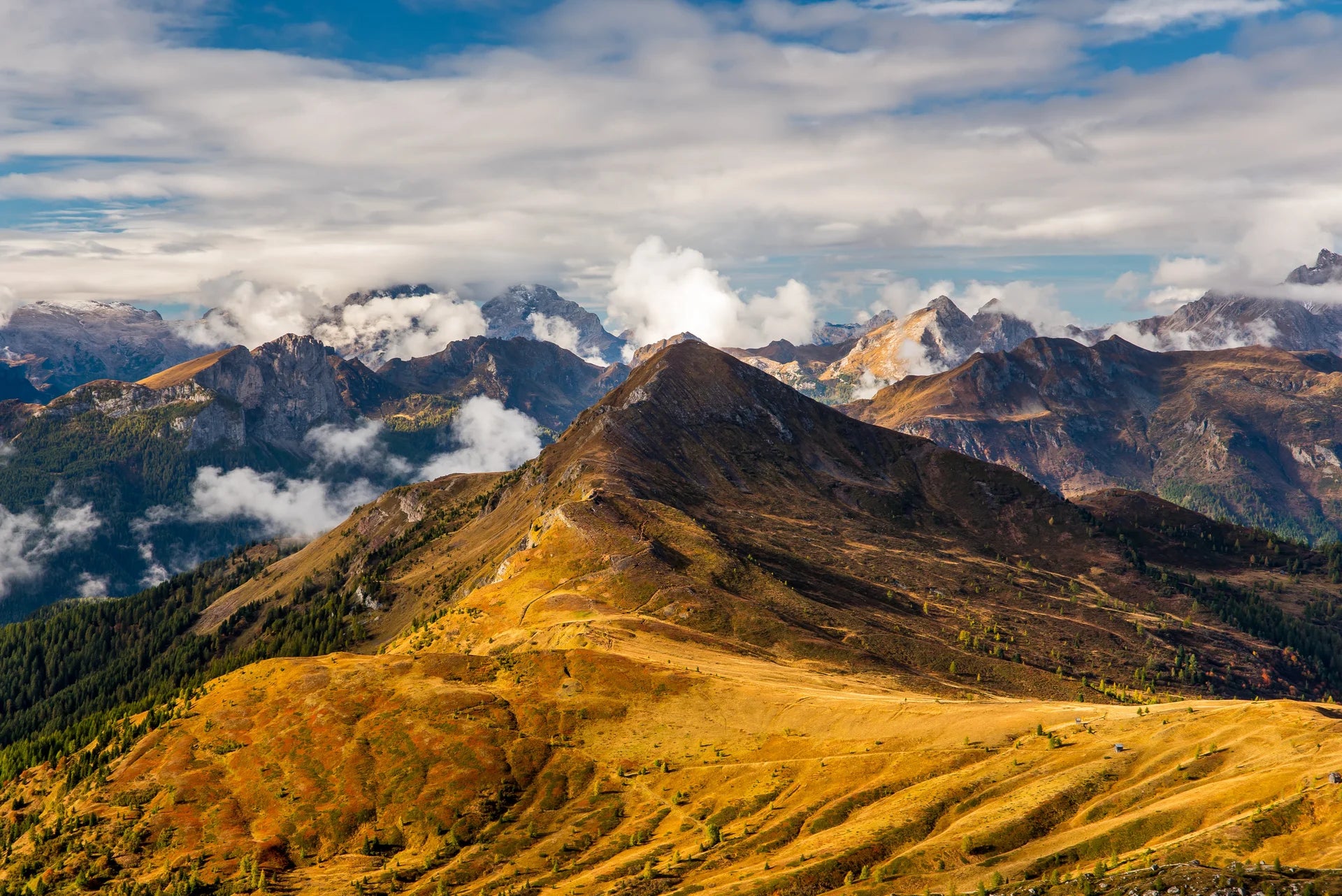 Layered peak landscape showing depth and atmospheric perspective removable wall mural