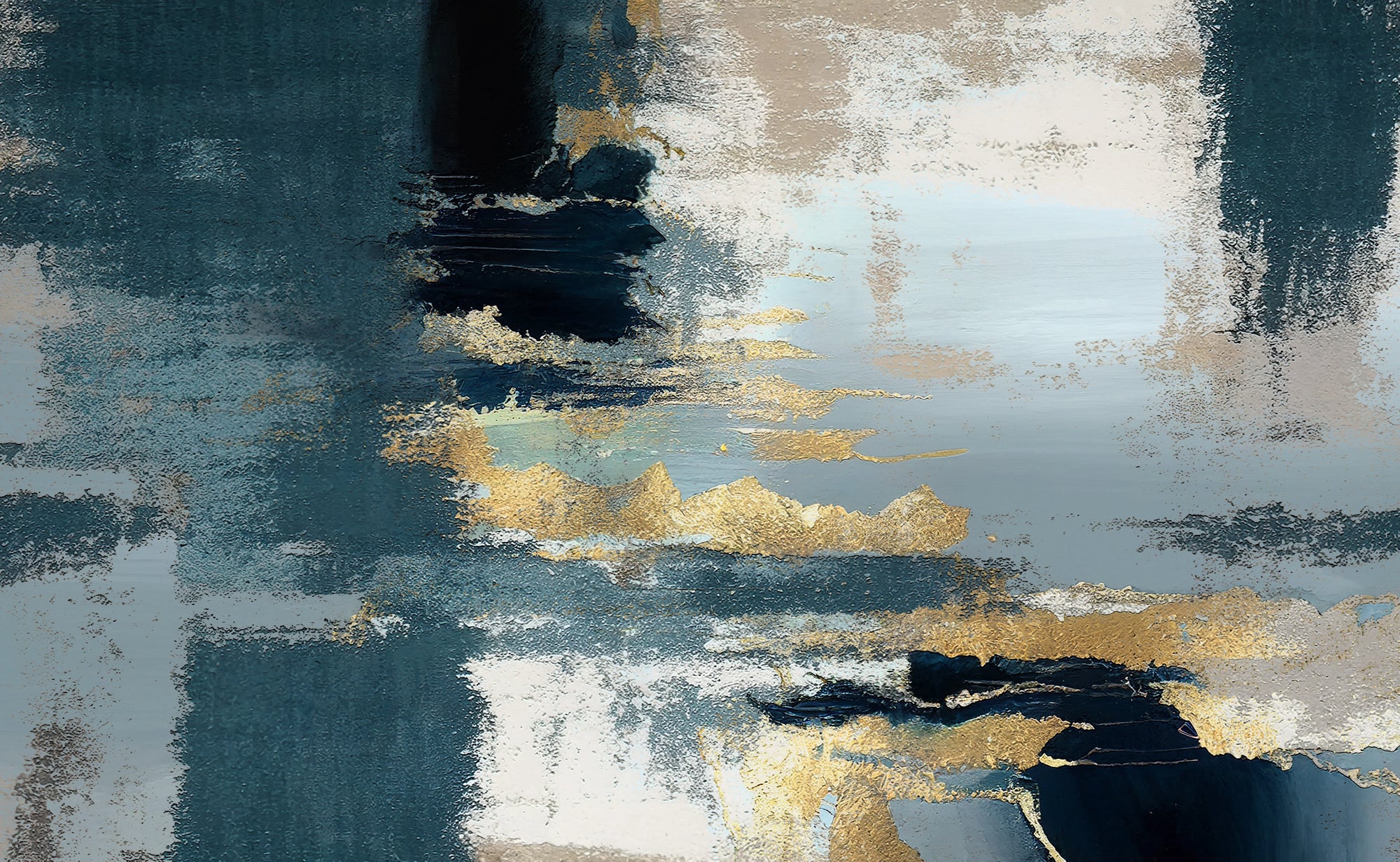 Textured navy gold abstract peel and stick wallpaper - Amber Fog