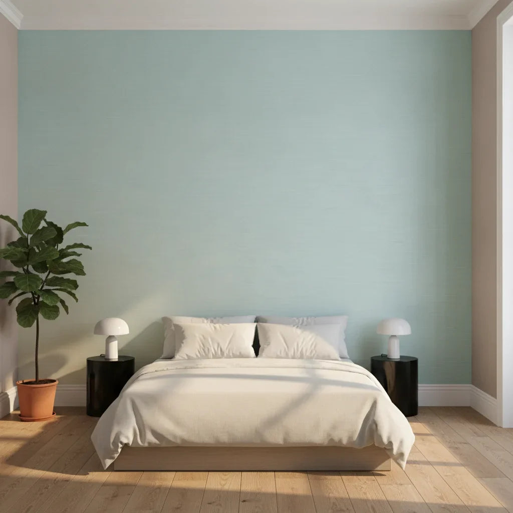 Amber Haze serene blue cream ombre in a warm and inviting living room