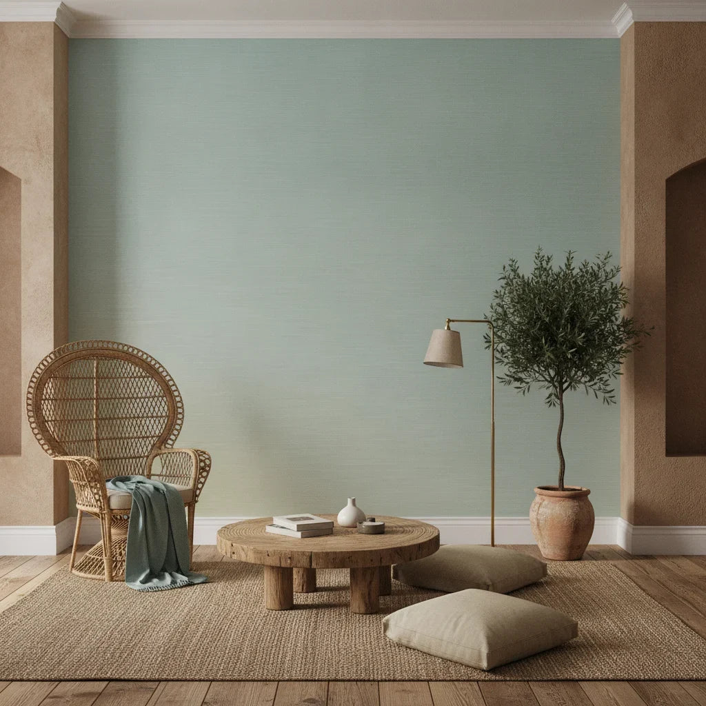 Amber Haze serene blue cream ombre creating ambiance in a serene bathroom