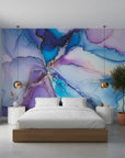 Amethyst Tide bold purple blue marble adding character to a cozy bedroom