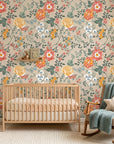 Anemone Drift vintage floral peel and stick wallpaper adding character to a cozy bedroom