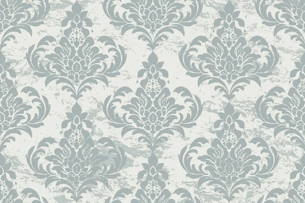 Antique Fern Mist sage green distressed damask wallpaper