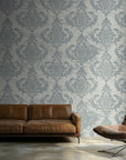 Antique Fern Mist - Vintage Grey Wallpaper