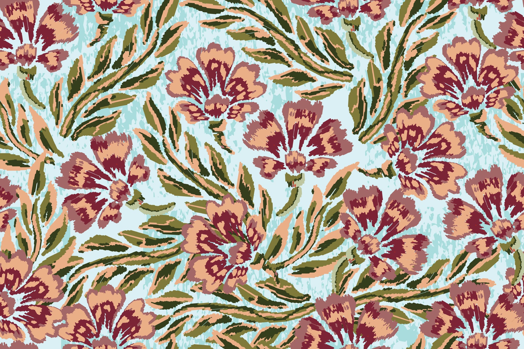 Textured peel and stick wallpaper with burgundy vintage florals - Antique Petal Wash