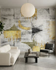 Textured grey and gold abstract geometric peel and stick wallpaper - Arc & Gold