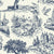 Traditional blue and white toile de Jouy self-adhesive wallpaper featuring pastoral scenes