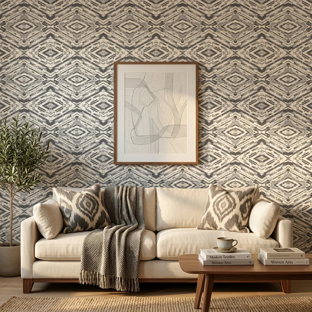 Textured neutral geometric arrows peel and stick wallpaper - Arrows At Dawn