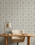 Arrows At Dawn neutral geometric peel and stick wallpaper adding character to a cozy bedroom