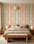 Art Block mid-century geometric wallpaper adding character to a cozy bedroom