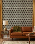 Matte earthy geometric squares peel and stick wallpaper - Aubergine Stack