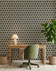 Aubergine Stack earthy geometric peel and stick wallpaper adding character to a cozy bedroom