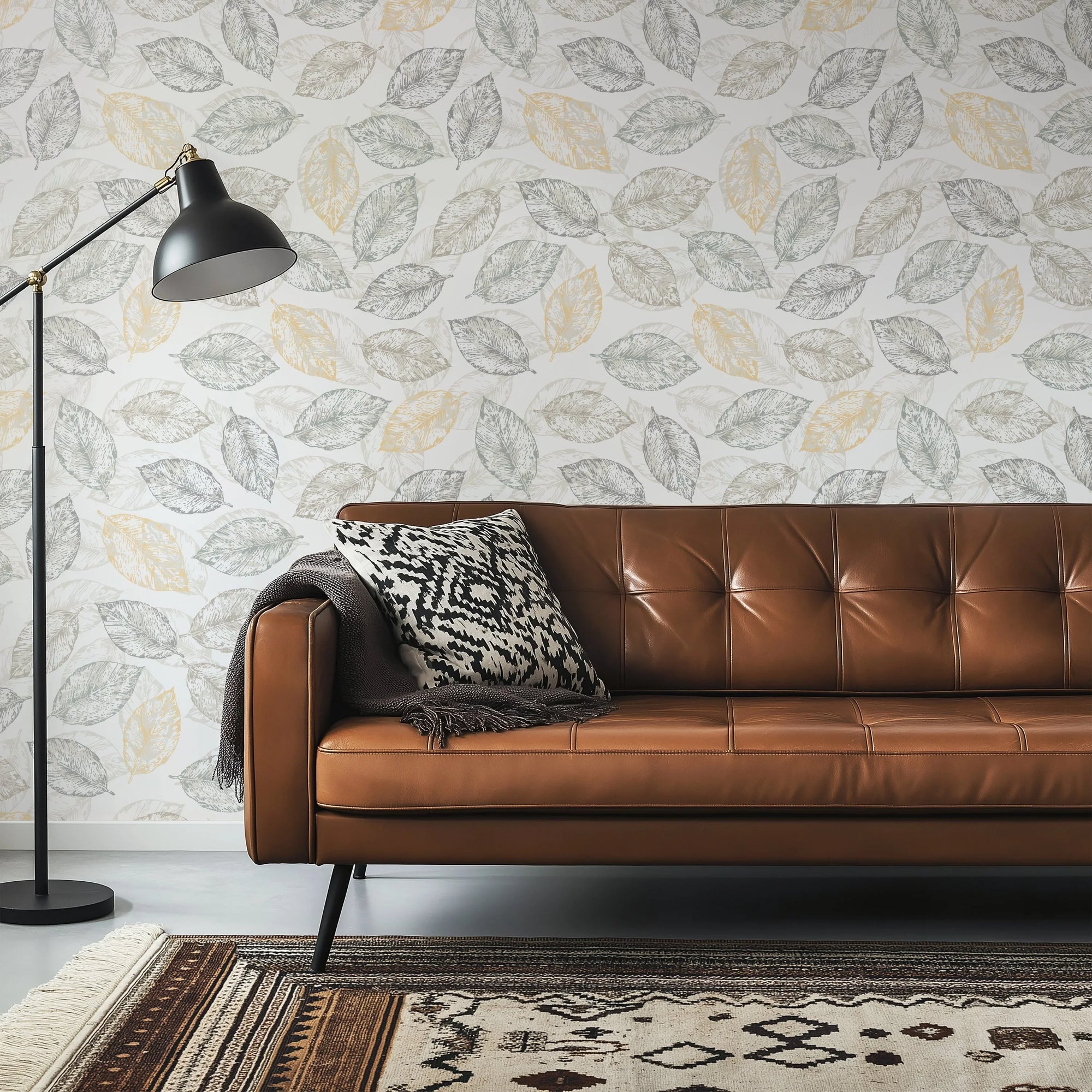 Neutral Autumn Whisper floral wallpaper pattern detail with intricate design