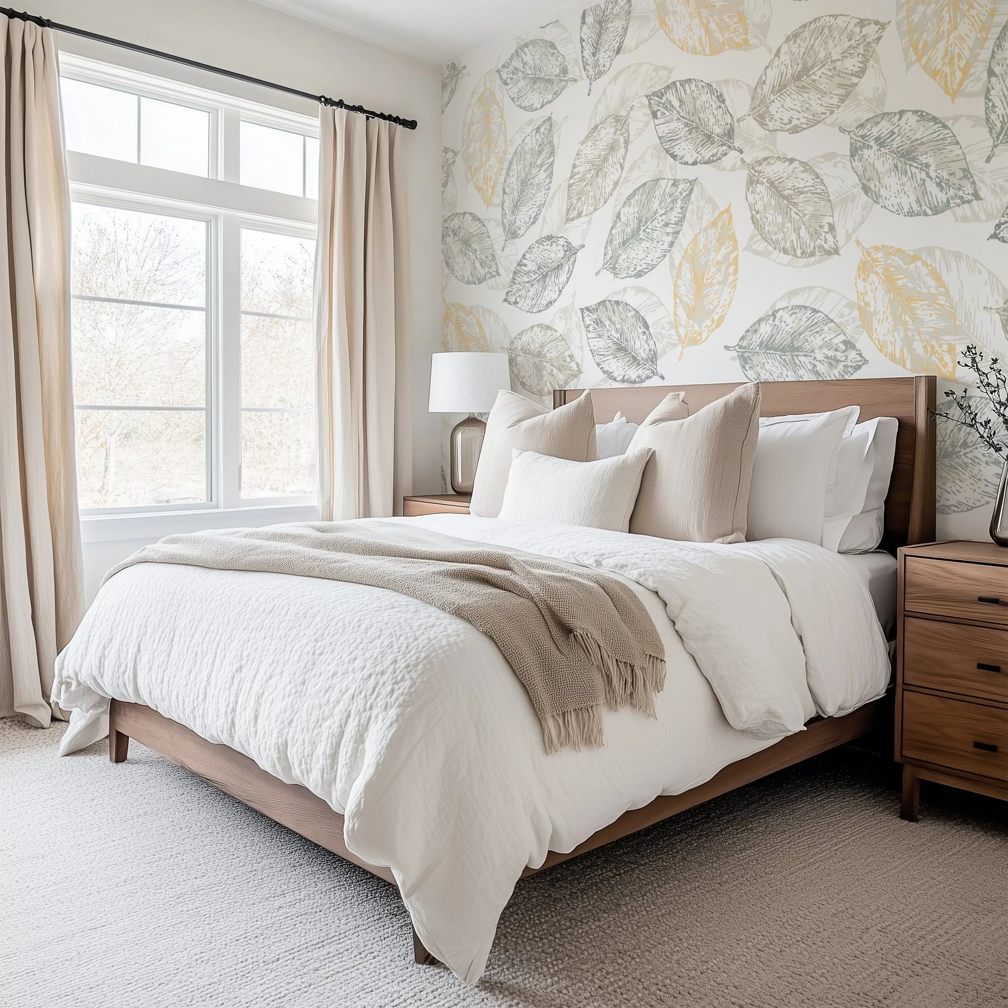 Neutral Autumn Whisper floral wallpaper in versatile backdrop