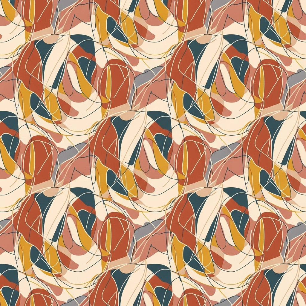 A dynamic abstract wallpaper featuring swirling lines and motion in warm autumn colors.