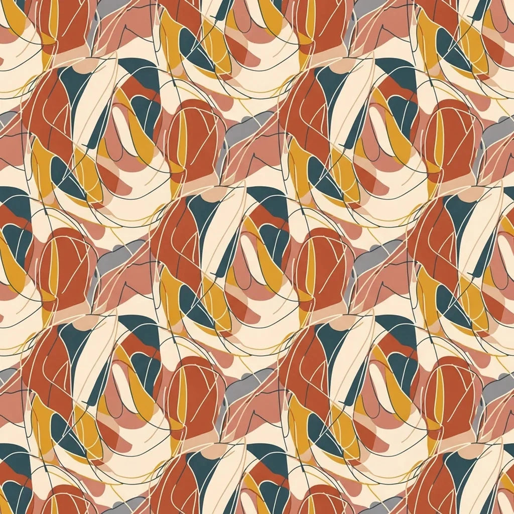 Autumn Abstract Swirl retro cubist wallpaper
