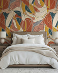 Dynamic abstract swirls in warm autumn colors for a cozy and artistic interior.
