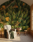 Canopy perspective with autumn tapestry of warm and cool tones removable wallpaper