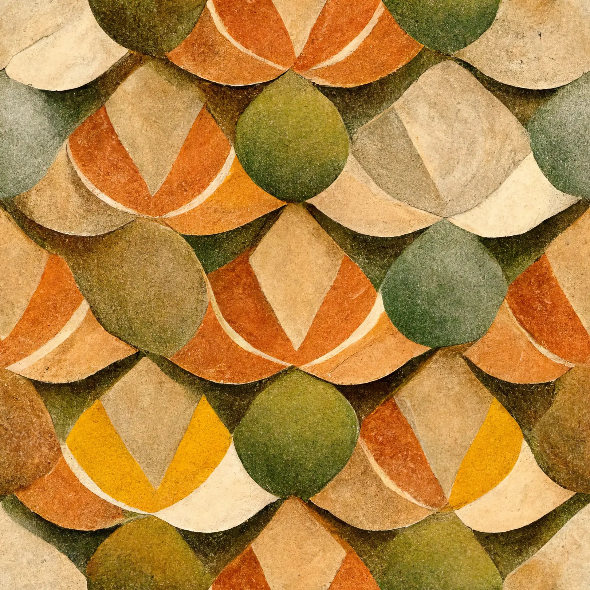 Autumn Scales earthy geometric scallop wallpaper