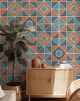 Aztec Triangle Block - Geometric Quilt Wallpaper