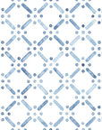 Minimalist blue pattern of connected dots on a clean white background, conveying a crisp coastal style.